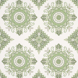 Montecito Medallion Leaf Green 5014361 by Schumacher Wallpaper