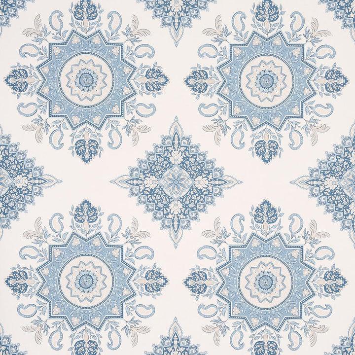 Montecito Medallion China Blue 5014362 by Schumacher Wallpaper Mark D. Sikes 27.0" - Fabric Carolina -