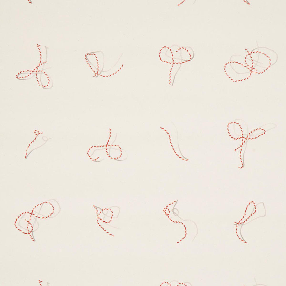 Butcher String Red And White On Ivory 5014470 by Schumacher Wallpaper Charlap Hyman & Herrero 27.0" - Fabric Carolina -