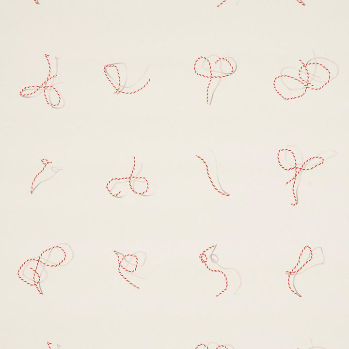 Butcher String Red And White On Ivory 5014470 by Schumacher Wallpaper Charlap Hyman & Herrero 27.0" - Fabric Carolina -