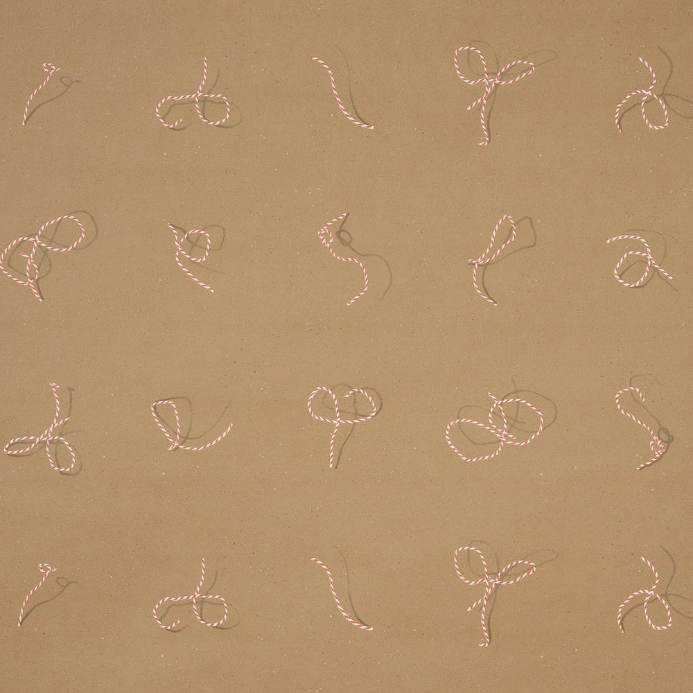 Butcher String Red And White On Brown 5014471 by Schumacher Designer Wallpaper Charlap Hyman & Herrero 27.0" - Swanky Fabrics -