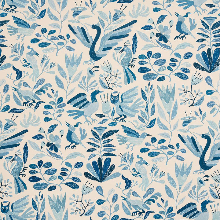 Canopy Blue Birds 5014830 by Schumacher Wallpaper Abel Macias 27.0" - Fabric Carolina -