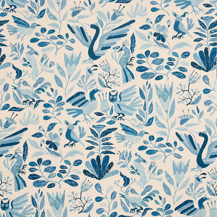 Canopy Blue Birds 5014830 by Schumacher Designer Wallpaper Abel Macias 27.0" - Swanky Fabrics -