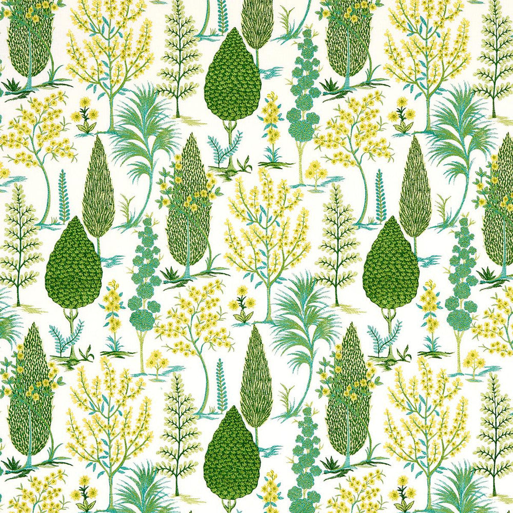 Pandora Embroidery Green 71472 by Schumacher Designer Fabric Uncommon Threads 25.25" - Swanky Fabrics -