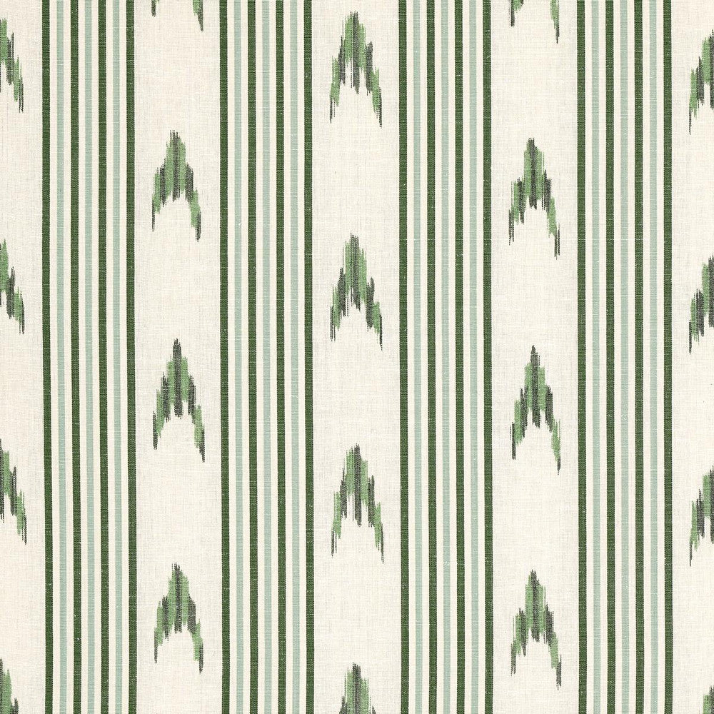 Santa Barbara Ikat Leaf Green 74224 by Schumacher Fabric Mark D. Sikes 9.0" - Fabric Carolina -