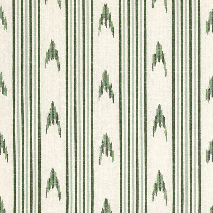 Santa Barbara Ikat Leaf Green 74224 by Schumacher Designer Fabric Mark D. Sikes 9.0" - Swanky Fabrics -