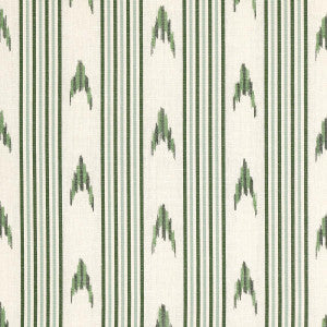 Santa Barbara Ikat Leaf Green 74224 by Schumacher Fabric