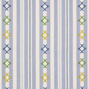 Rhodes Stripe Sky 74462 by Schumacher Fabric