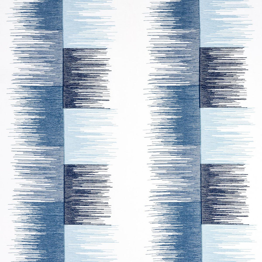 Sunburst Stripe Embroidery Blue 78404 by Schumacher Fabric Uncommon Threads 18.0" - Fabric Carolina -
