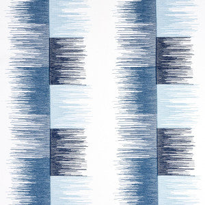 Sunburst Stripe Embroidery Blue 78404 by Schumacher Fabric