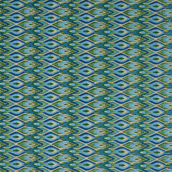Lorikeet Embroidery Peacock 81470 by Schumacher Fabric Uncommon Threads 4.14" - Fabric Carolina -