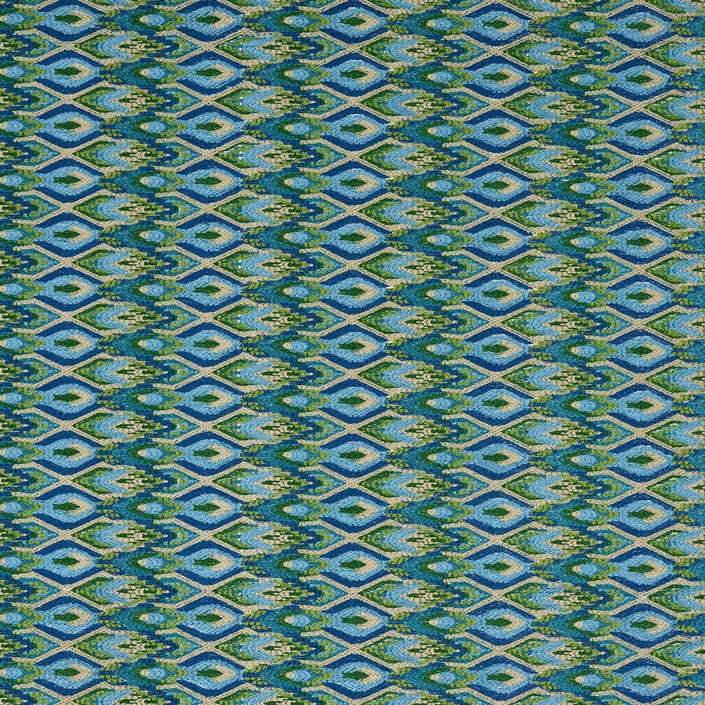 Lorikeet Embroidery Peacock 81470 by Schumacher Designer Fabric Uncommon Threads 4.14" - Swanky Fabrics -
