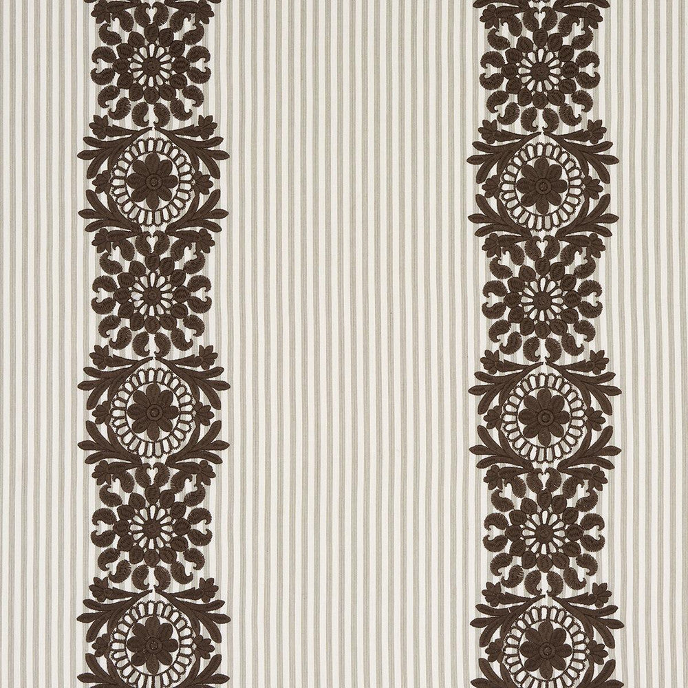 Joelle Stripe Chocolate 81540 by Schumacher Fabric Uncommon Threads 13.5" - Fabric Carolina -