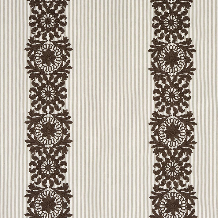 Joelle Stripe Chocolate 81540 by Schumacher Fabric Uncommon Threads 13.5" - Fabric Carolina -
