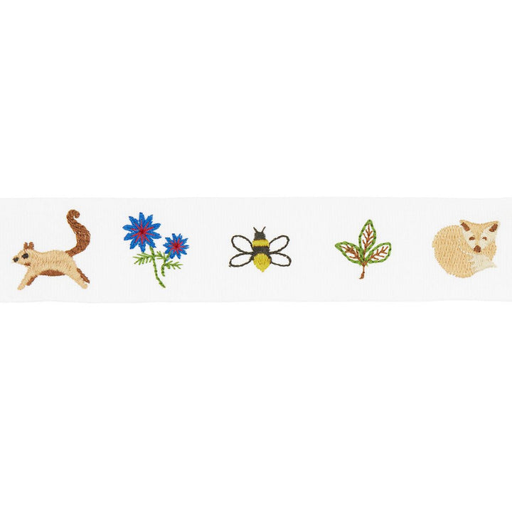 Tiny Things Embroidered Tape Multi On Ivory 81680 by Schumacher Trim Uncommon Threads - Fabric Carolina -