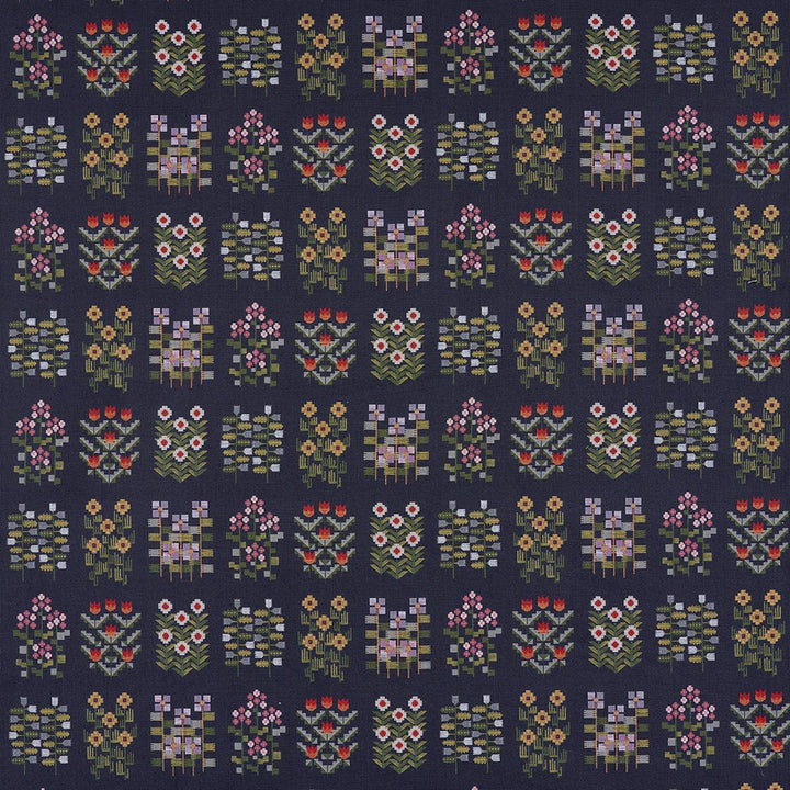 Annika Floral Tapestry Multi On Navy 81971 by Schumacher Fabric Uncommon Threads 28.0" - Fabric Carolina -