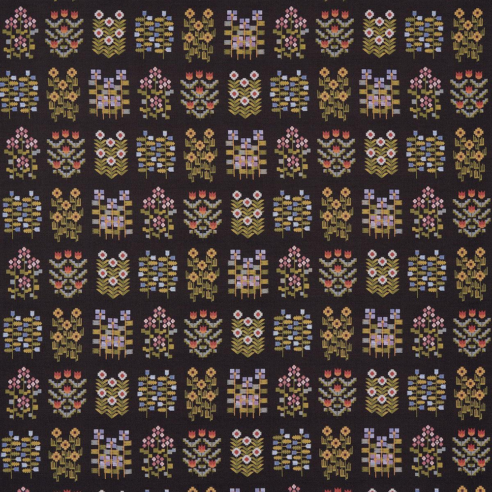 Annika Floral Tapestry Multi On Espresso 81972 by Schumacher Fabric Uncommon Threads 28.0" - Fabric Carolina -