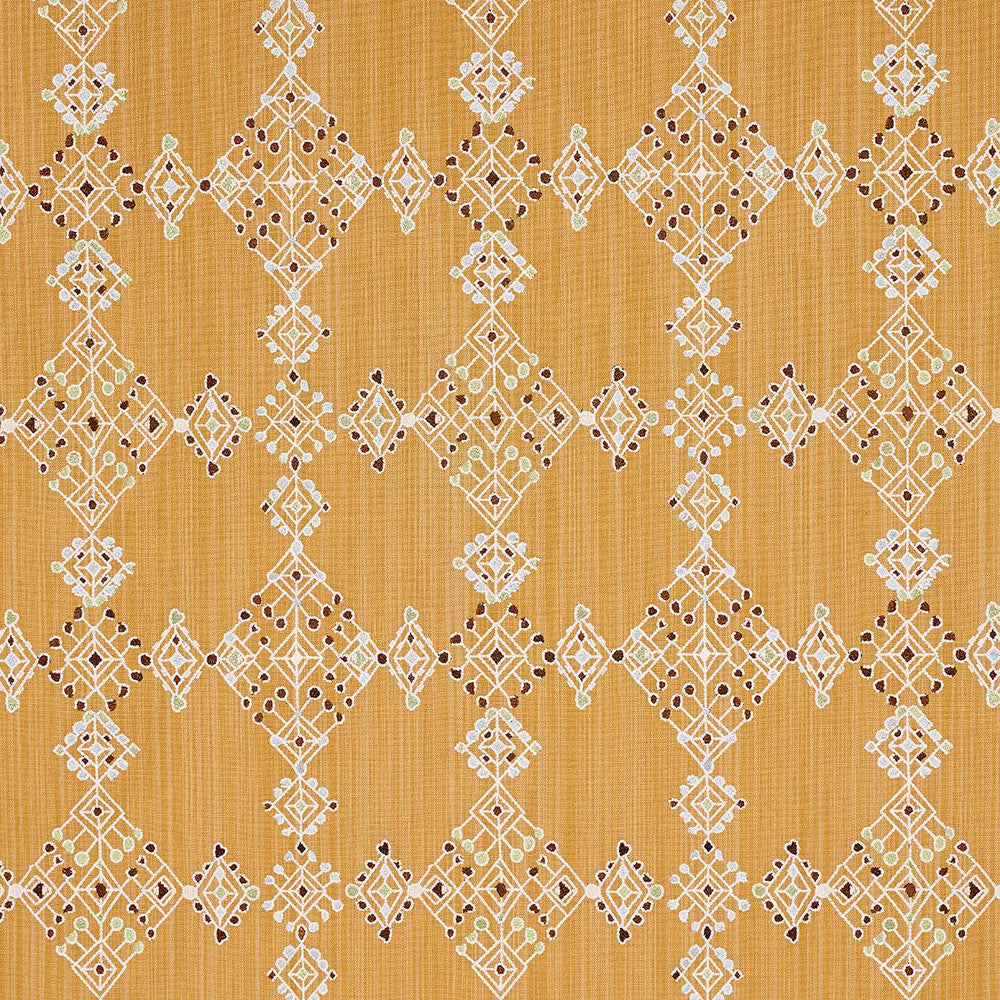 Kalindi Embroidery Saffron 82082 by Schumacher Fabric Bohemia 13.2" - Fabric Carolina -