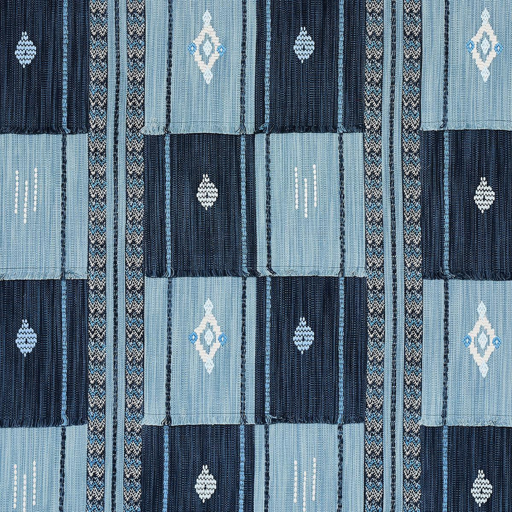 Aravali Patchwork Denim And Indigo 82090 by Schumacher Fabric Bohemia 17.67" - Fabric Carolina -