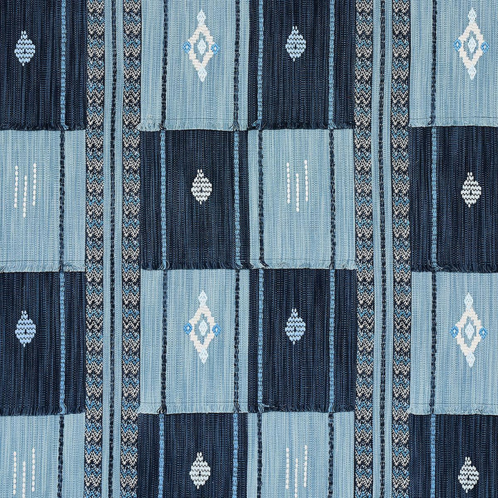 Aravali Patchwork Denim And Indigo 82090 by Schumacher Fabric Bohemia 17.67" - Fabric Carolina -
