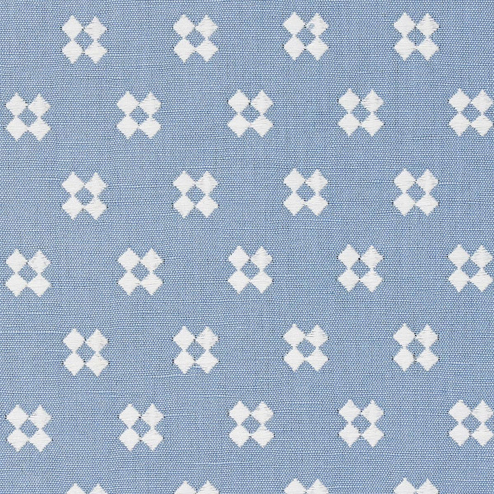 Thandie Embroidery Ivory On Chambray 82122 by Schumacher Fabric Bohemia 1.5" - Fabric Carolina -