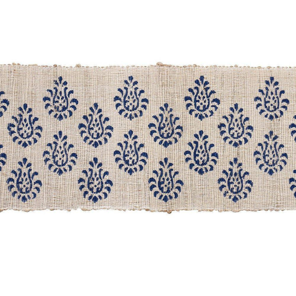 Leila Hand Block Matka Tape Indigo 82130 by Schumacher Trim Bohemia 1.88" - Fabric Carolina -