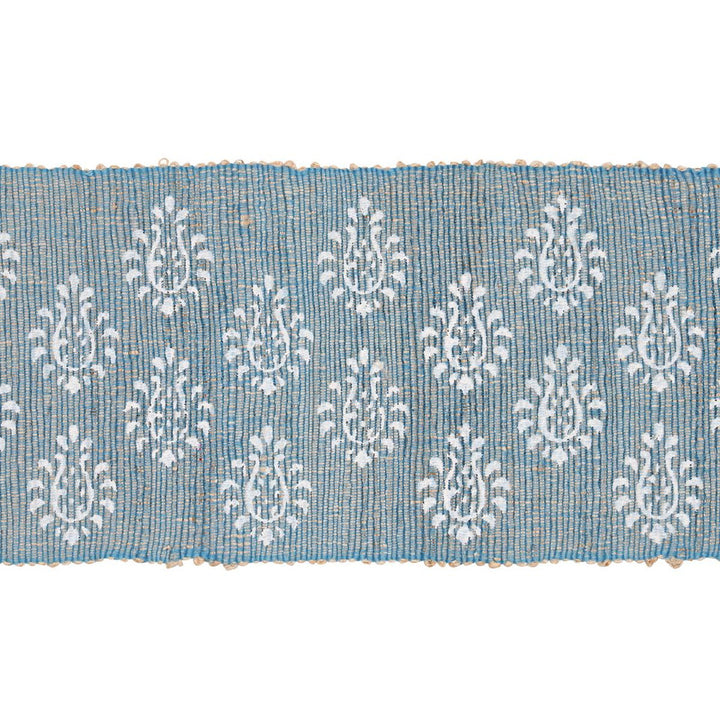 Leila Hand Block Matka Tape Chambray 82132 by Schumacher Trim Bohemia 1.88" - Fabric Carolina -