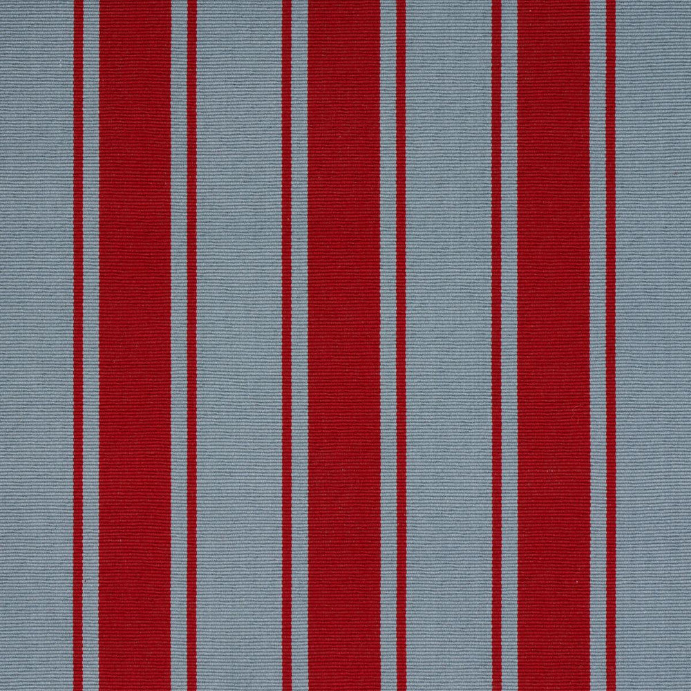 Tangier Stripe Teal & Red 82272 by Schumacher Designer Fabric Johnson Hartig 5.88" - Swanky Fabrics -