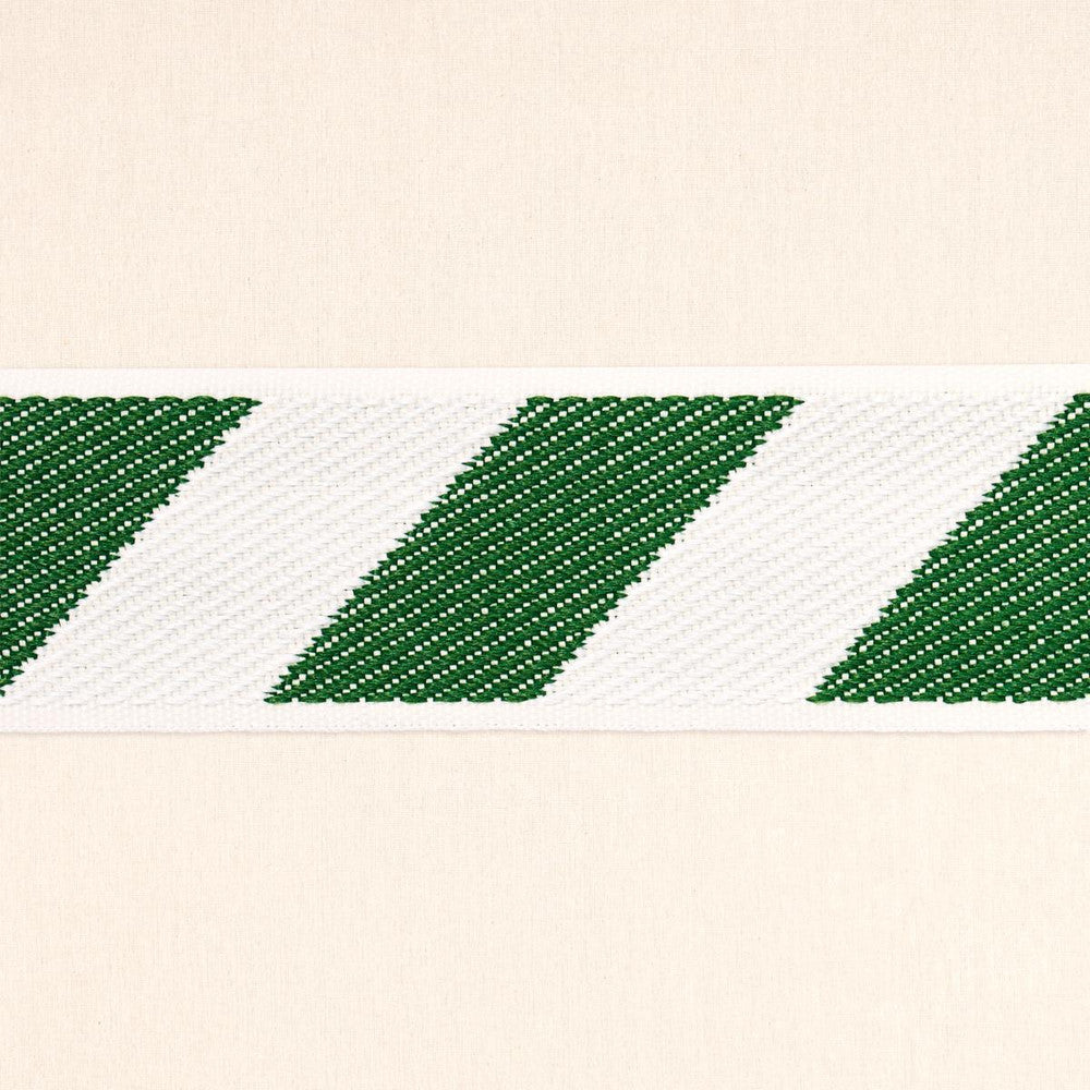 Airmail I Indoor/Outdoor Tape Green And Ivory 82422 by Schumacher Trim Mary Mcdonald - Fabric Carolina -