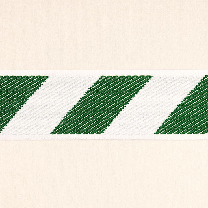 Airmail I Indoor/Outdoor Tape Green And Ivory 82422 by Schumacher Trim Mary Mcdonald - Fabric Carolina -