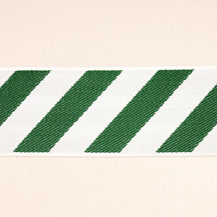 Airmail Ii Indoor/Outdoor Tape Green And Ivory 82432 by Schumacher Designer Trim Mary Mcdonald 5.0" - Swanky Fabrics -