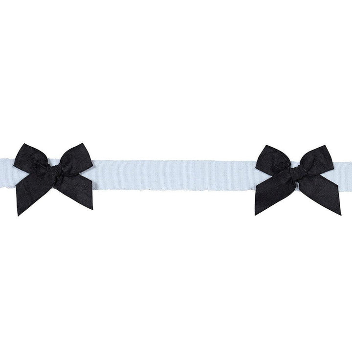 Claudia Tape Black On Sky 82470 by Schumacher Designer Trim Charlap Hyman & Herrero 1.5" - Swanky Fabrics -