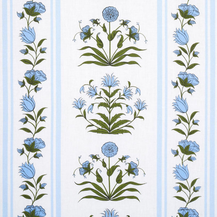 Royal Poppy Stripe Sky 180670 by Schumacher Fabric Marie-Anne Oudejans 13.5" - Fabric Carolina -