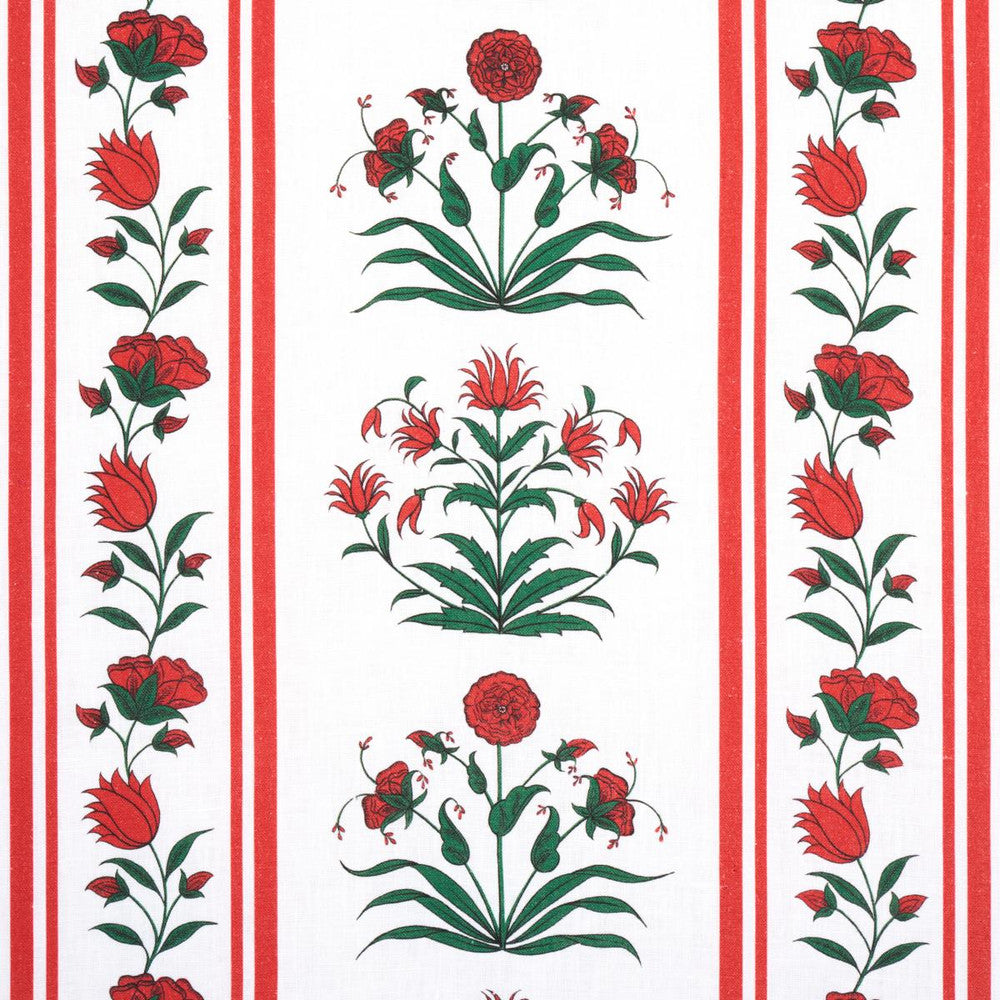 Royal Poppy Stripe Red 180671 by Schumacher Fabric Marie-Anne Oudejans 13.5" - Fabric Carolina -