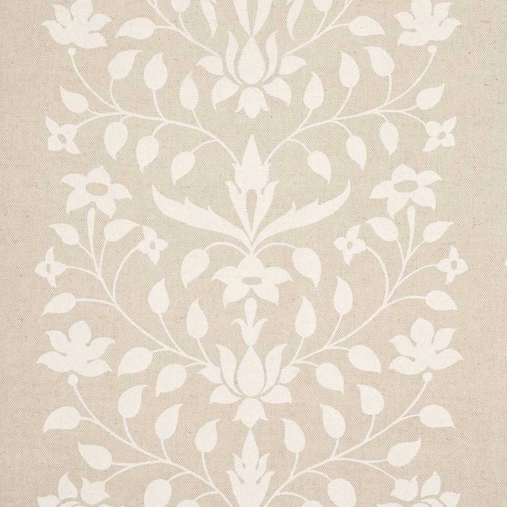 Jaipur Mughal Flower Ivory On Natural 180682 by Schumacher Designer Fabric Marie-Anne Oudejans 27.0" - Swanky Fabrics -