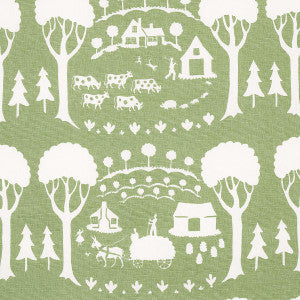 Farm Scene Green 180880 by Schumacher Fabric