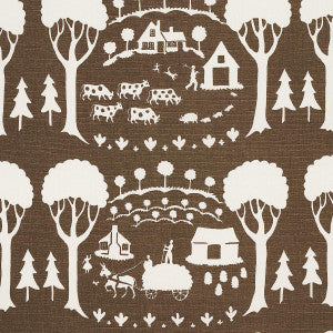 Farm Scene Brown 180881 by Schumacher Fabric