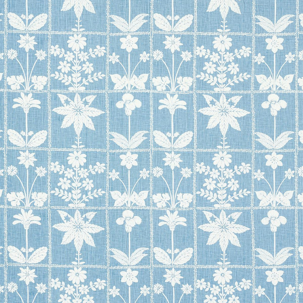 Georgia Wildflowers Blue 180892 by Schumacher Designer Fabric Folly Cove 10.75" - Swanky Fabrics -