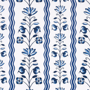 Delft Waves Blue 5014380 by Schumacher Wallpaper