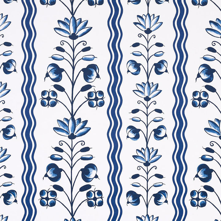 Delft Waves Blue 5014380 by Schumacher Wallpaper Marie-Anne Oudejans 27.0" - Fabric Carolina -