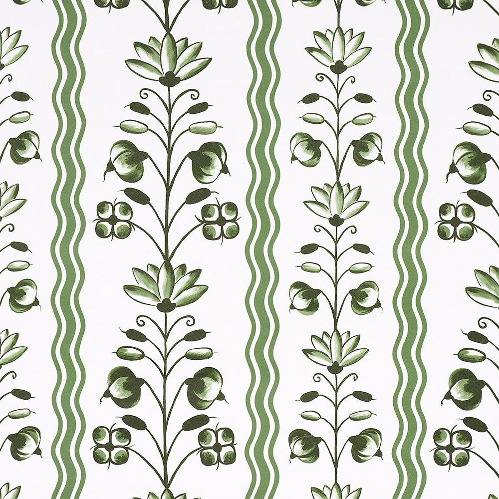 Delft Waves Green 5014381 by Schumacher Wallpaper Marie-Anne Oudejans 27.0" - Fabric Carolina -