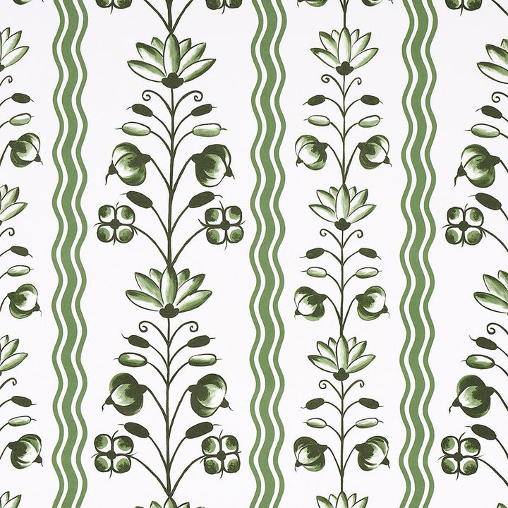 Delft Waves Green 5014381 by Schumacher Wallpaper Marie-Anne Oudejans 27.0" - Fabric Carolina -