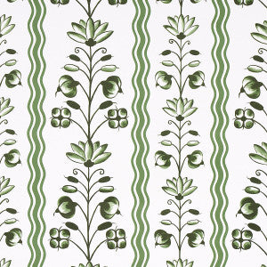 Delft Waves Green 5014381 by Schumacher Wallpaper