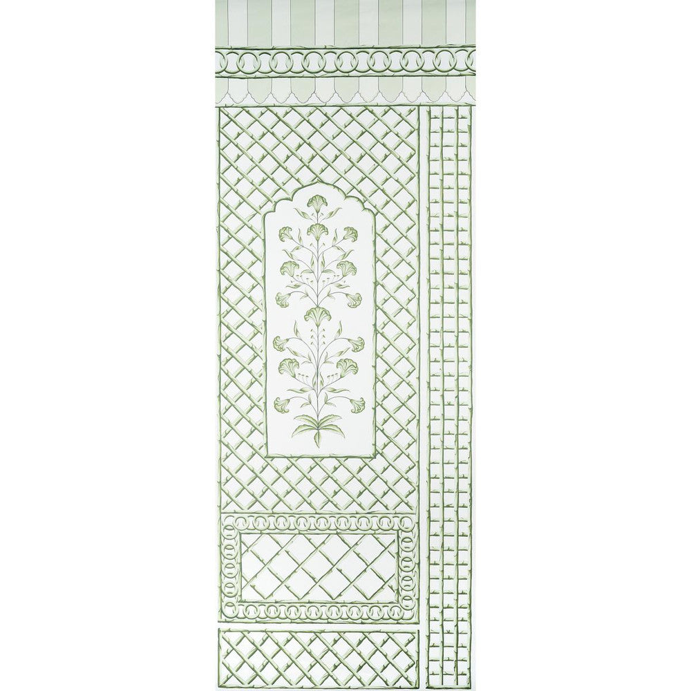 Bamboo Trellis Panel A Green 5014390 by Schumacher Wallpaper Marie-Anne Oudejans 54.5" - Fabric Carolina -