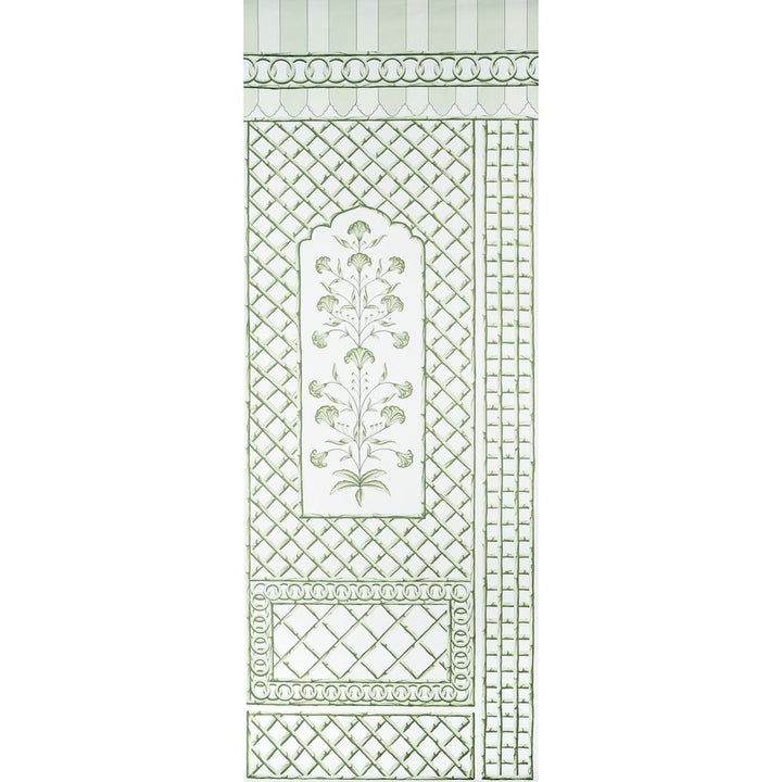 Bamboo Trellis Panel A Green 5014390 by Schumacher Wallpaper Marie-Anne Oudejans 54.5" - Fabric Carolina -