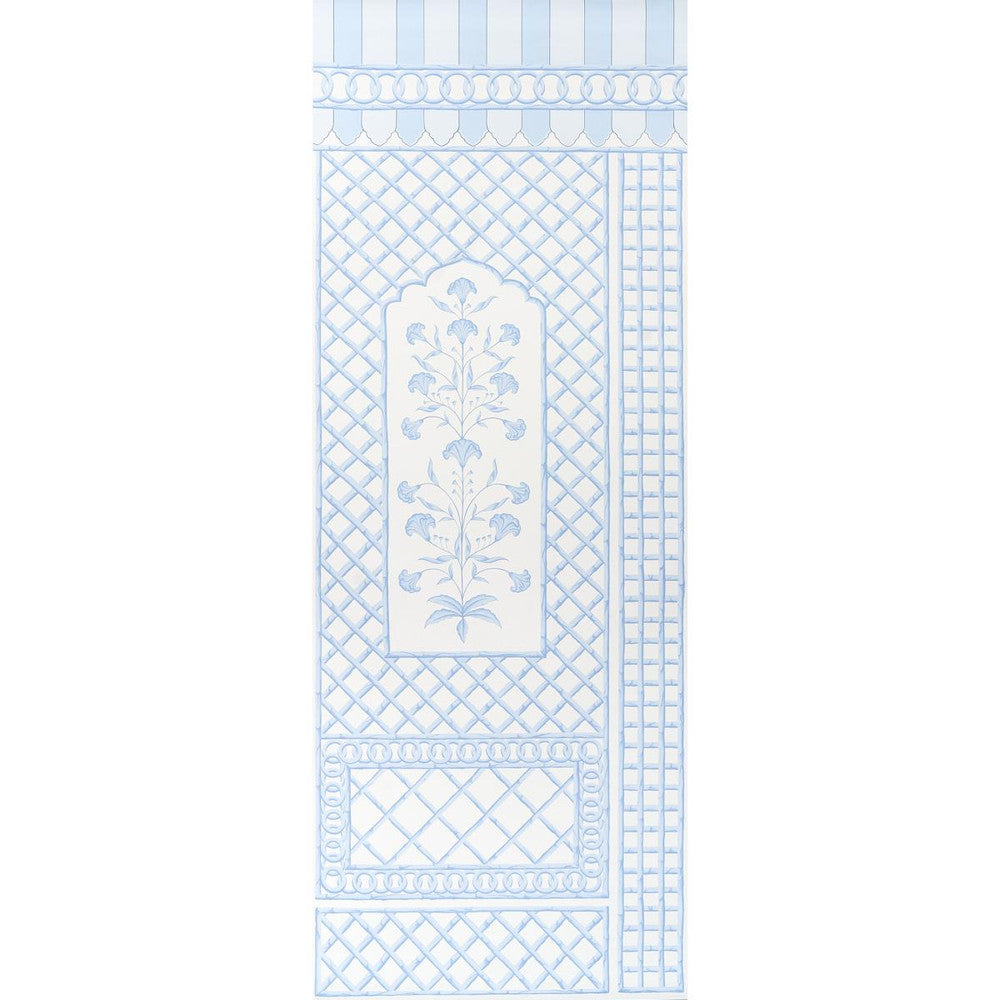 Bamboo Trellis Panel A Blue 5014391 by Schumacher Wallpaper Marie-Anne Oudejans 54.5" - Fabric Carolina -