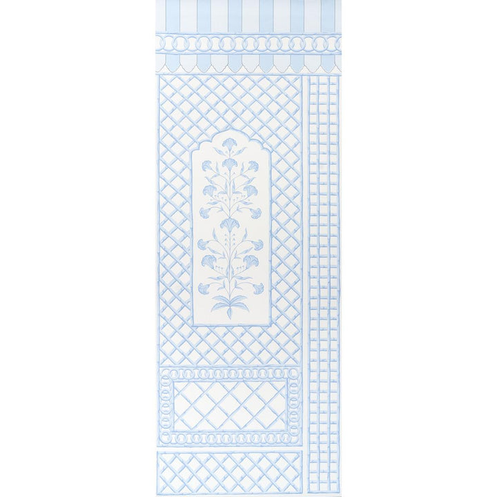 Bamboo Trellis Panel A Blue 5014391 by Schumacher Wallpaper Marie-Anne Oudejans 54.5" - Fabric Carolina -