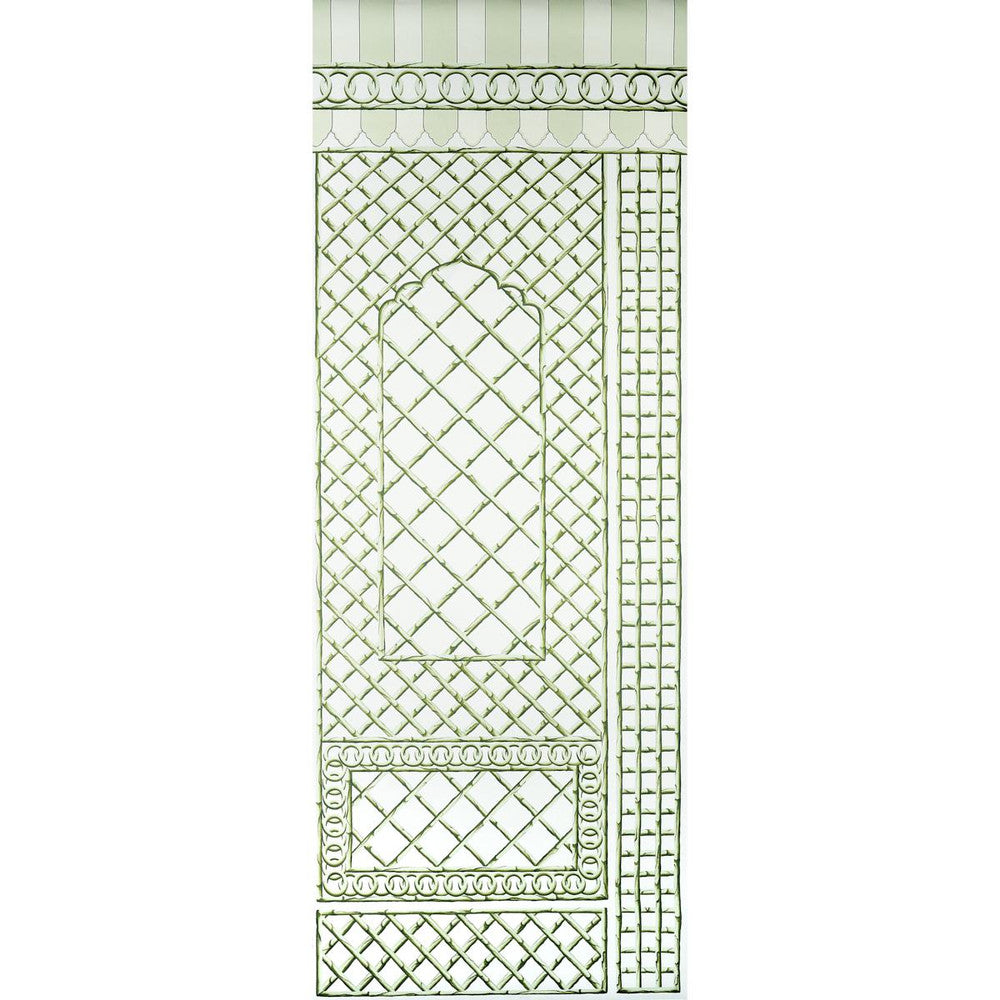 Bamboo Trellis Panel B Green 5014400 by Schumacher Wallpaper Marie-Anne Oudejans 54.5" - Fabric Carolina -
