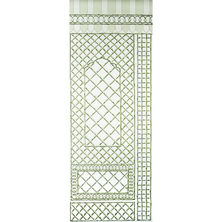 Bamboo Trellis Panel B Green 5014400 by Schumacher Wallpaper Marie-Anne Oudejans 54.5" - Fabric Carolina -