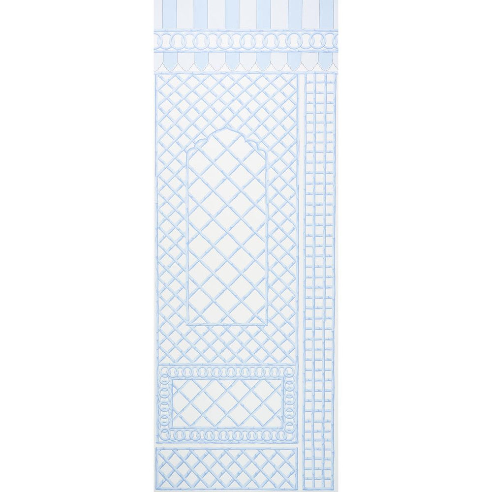 Bamboo Trellis Panel B Blue 5014401 by Schumacher Wallpaper Marie-Anne Oudejans 54.5" - Fabric Carolina -